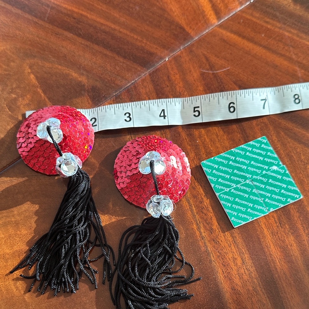 Pun Up Red Sequin Tassel Pasties